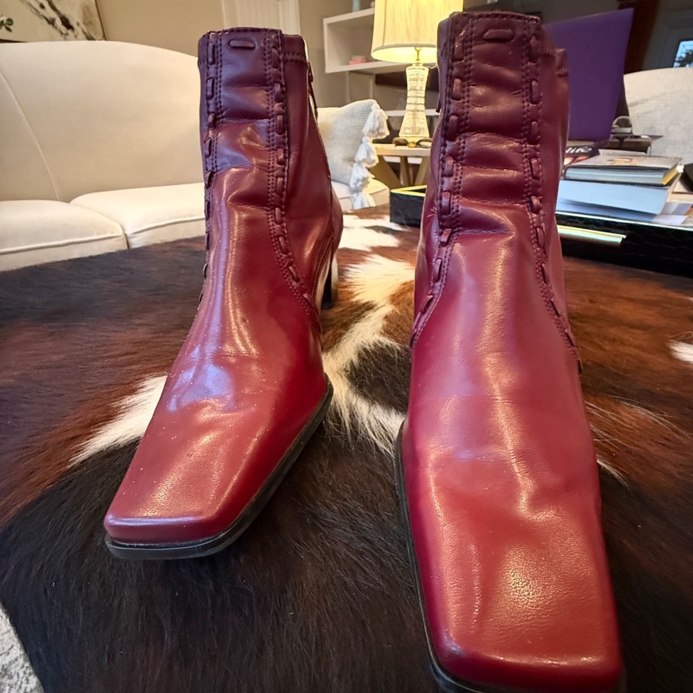 FRANCO SARTO BURGUNDY LEATHER BOOTIES - SZ 11 - Picture 8 of 8